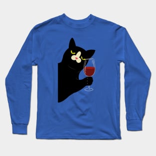 Cat with wine Long Sleeve T-Shirt